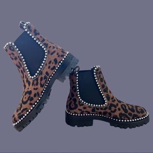 Alexander Wang Cheetah Ponyhair Studded Combat-style Boots. 37
